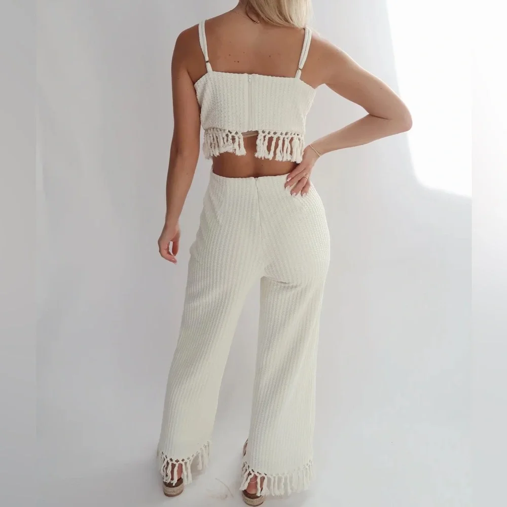Fore White Tassel Jumpsuit - large - Picture 4 of 14